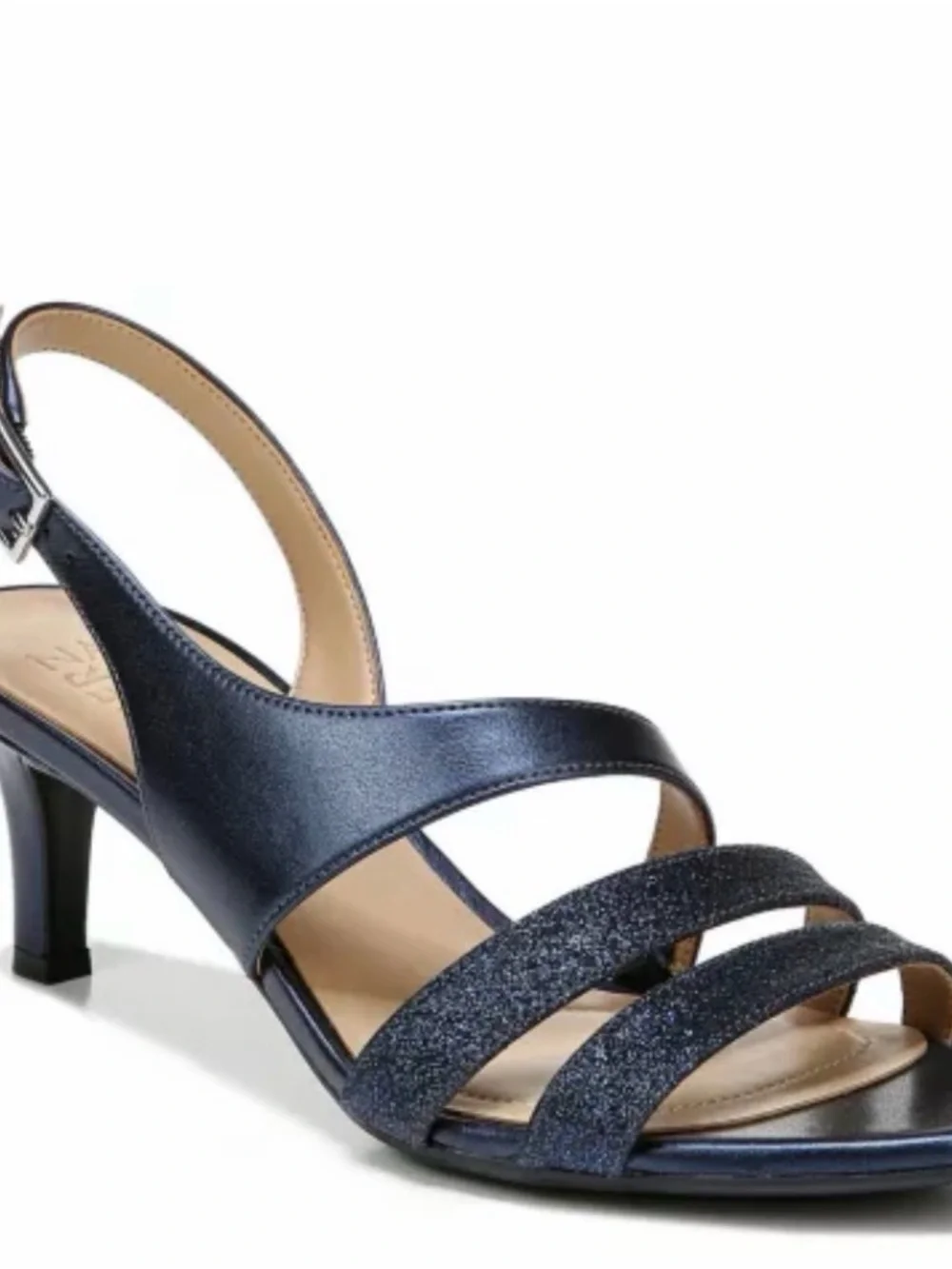 Tai Navy Glitter Strap Slingback Heels - Women Shoes size 7 dress wedding